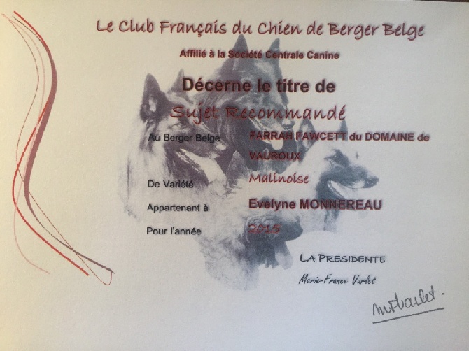 du Domaine de Vauroux - CH de France FARRAH FAWCETT